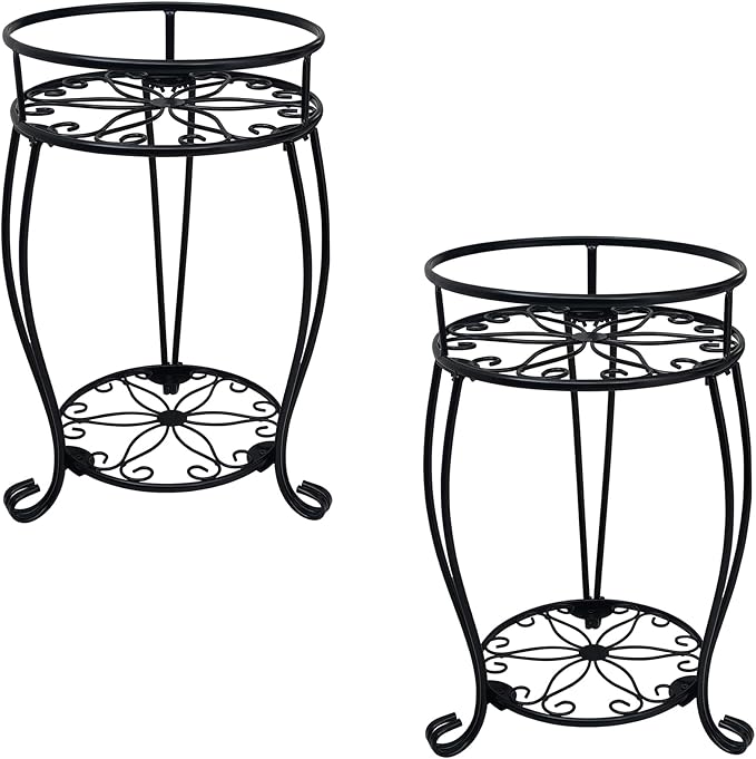 CASIMR 2-Pack Plant Stand, 2 Tier 19.2 inch Tall Metal Potted Holder Rack by CASIMR