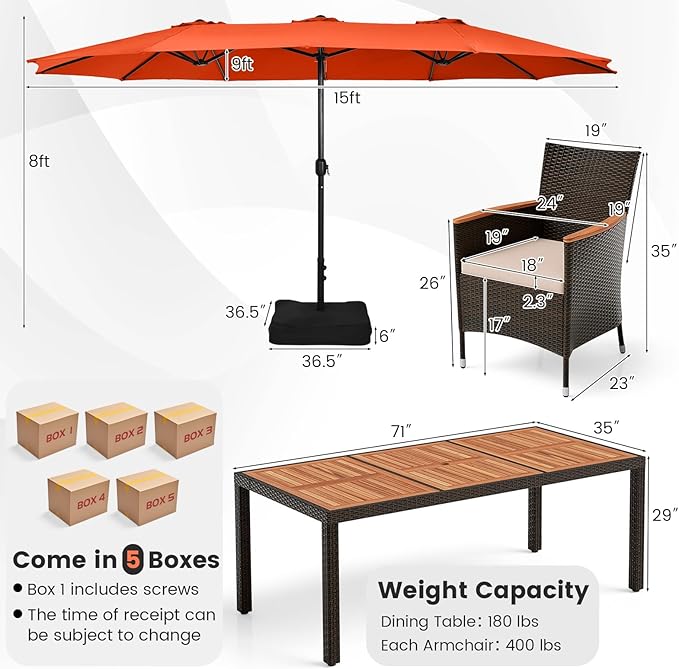 Tangkula 11 Piece Rattan Outdoor Dining Set - Image 7