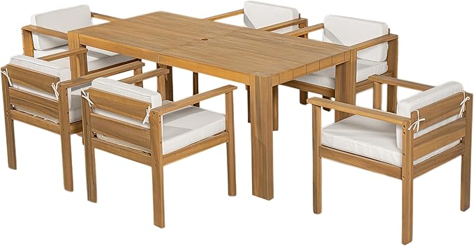Merax 7-Piece Patio Dining Table Set, Outdoor Furniture Set - Image 8