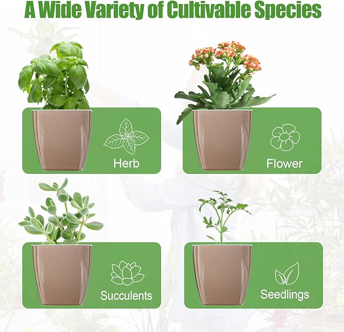8 Pack Self Watering Pots 4-inch Decorative Flower Planters - Image 5