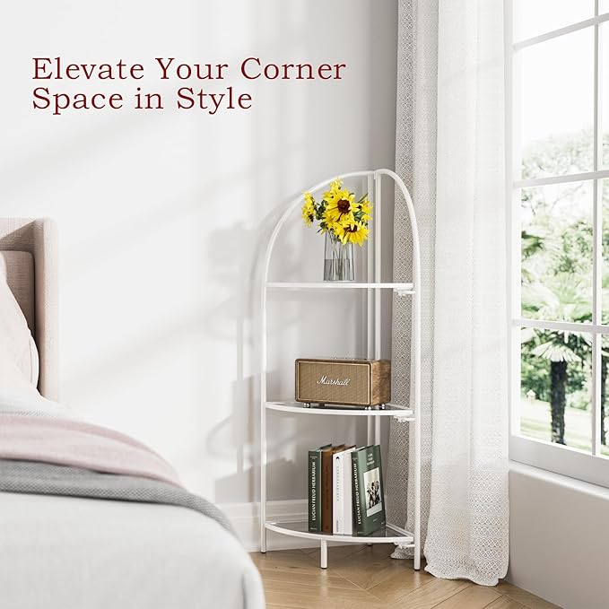 Crofy Foldable 3 Tier Corner Shelf, Metal Corner Plant Stand - Image 4