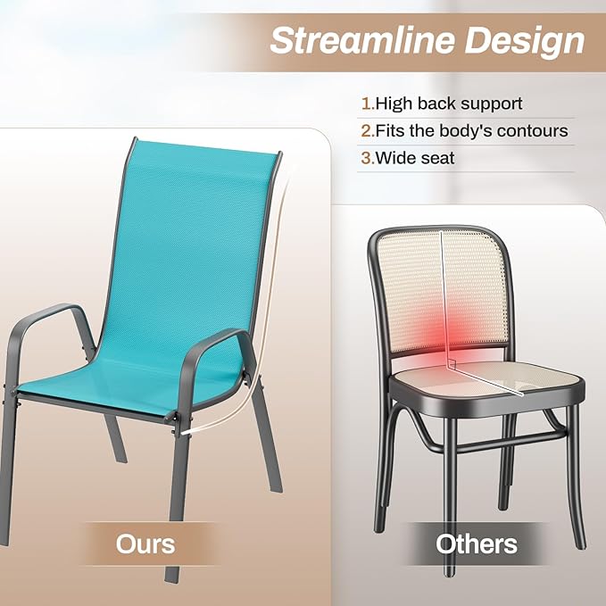 TLSUNNY Patio Chairs, Stackable Textilene Outdoor Dining Furniture - Image 8