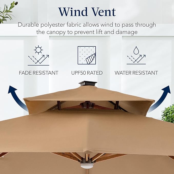 Best Choice Products 10ft Square Cantilever Patio Umbrella w/Base Included - Image 7