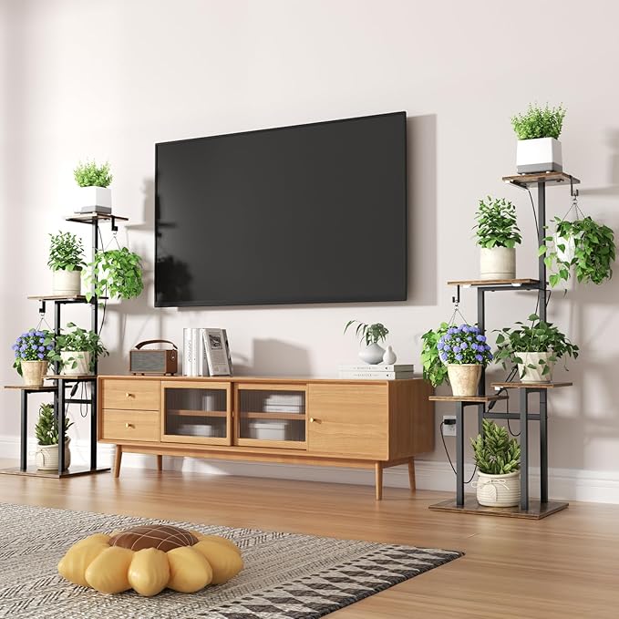 Plant Stand Indoor with Grow Lights, 2 Hanging Hooks, 5-Tiered Tall Plant - Image 7