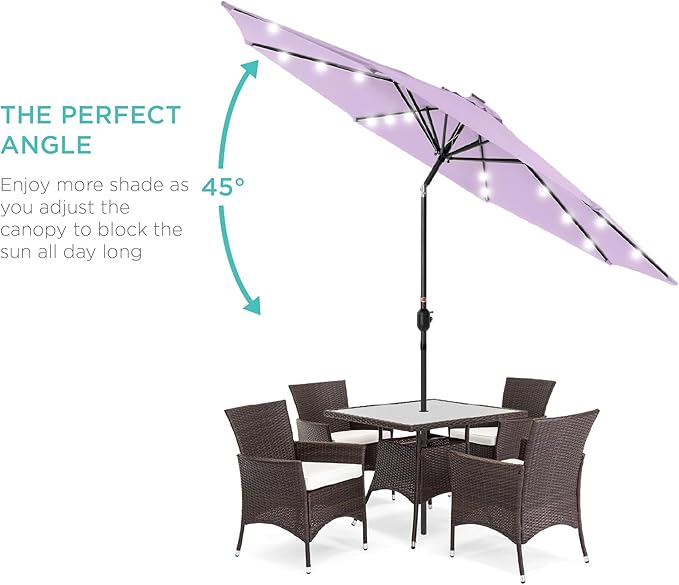 Best Choice Products 10ft Solar Polyester LED Lighted Patio Umbrella w/Tilt - Image 2