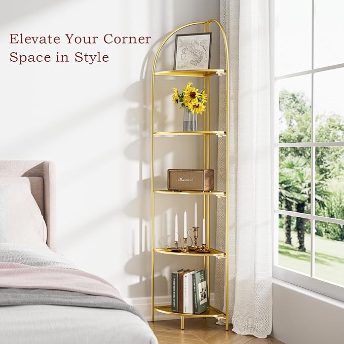 Crofy Foldable 5 Tier Corner Shelf, Metal Corner Plant Stand - Image 5