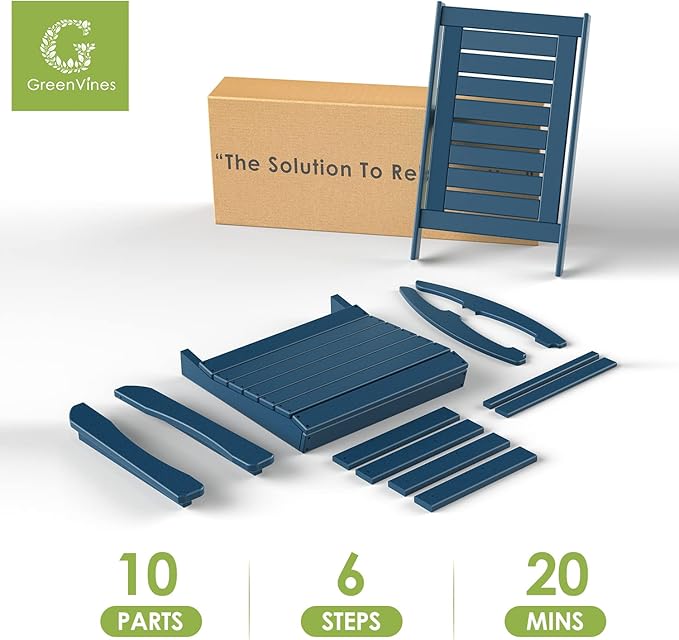 GREENVINES Outdoor Rocking Chairs | Porch Rocker | HDPE Plastic | Blue | - Image 8