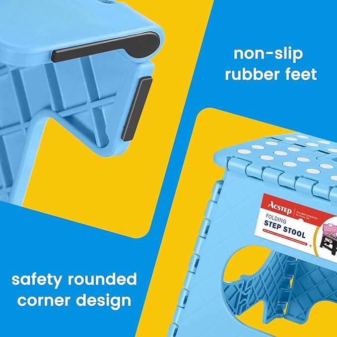 ACSTEP Folding Step Stool for Adults 11 Height Lightweight Plastic Stepping - Image 2