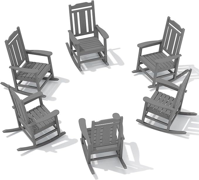 SERWALL Outdoor Rocking Chair Set of 6, Patio Rocking Chair Sets, HDPE Rocking by SERWALL