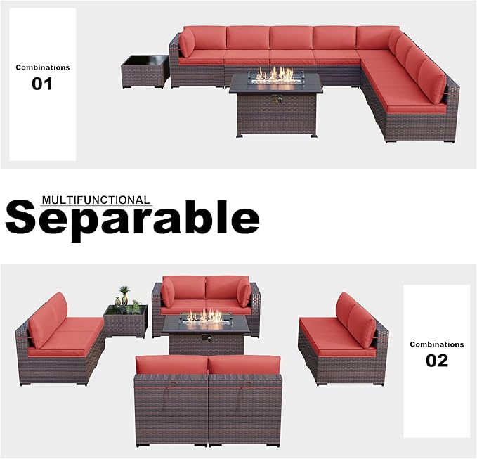 Kullavik 10 Pieces Outdoor Patio Furniture Set - Image 6