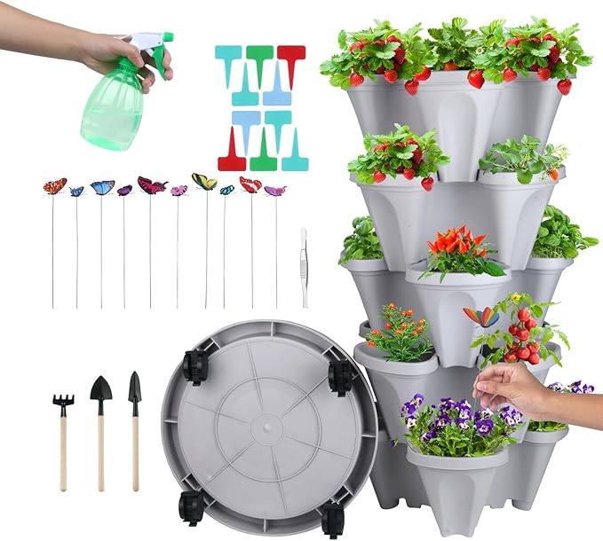 DUNCHATY Stackable Planter, Vertical Strawberry Planter by DUNCHATY
