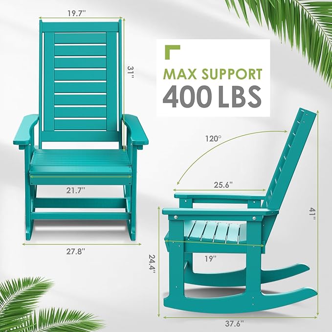 GREENVINES Outdoor Rocking Chairs | Set of 2 | Porch Rocker | HDPE Plastic | - Image 3