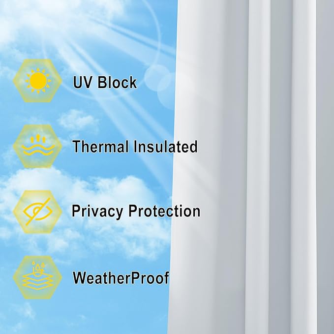 NICETOWN Outdoor Curtains for Patio W100 x L108 inch 2 Pieces, Sun Blocking - Image 5