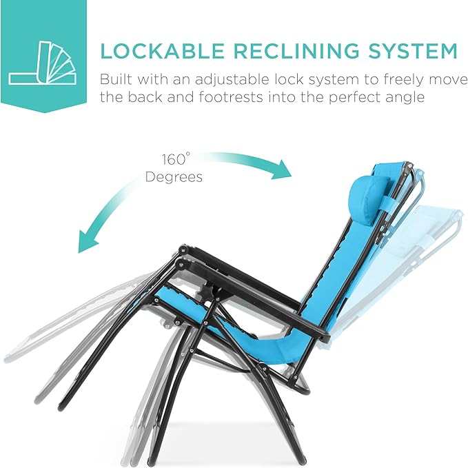 Best Choice Products Folding Zero Gravity Outdoor Recliner Patio Lounge Chair - Image 4