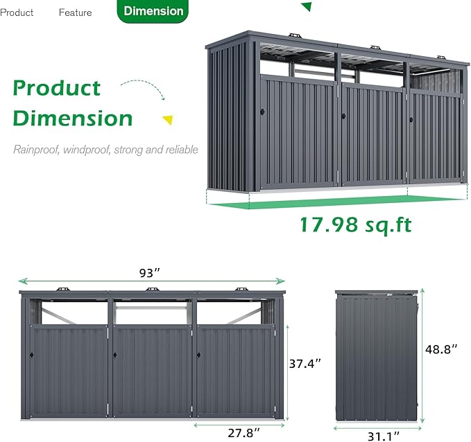 AECOJOY Outdoor Trash Can Storage Shed - Image 6