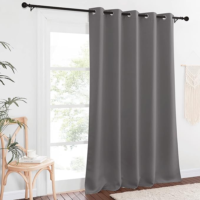 NICETOWN Blackout Gray Curtain 110 inch Length, Grommet Extra Long Thermal - Image 2