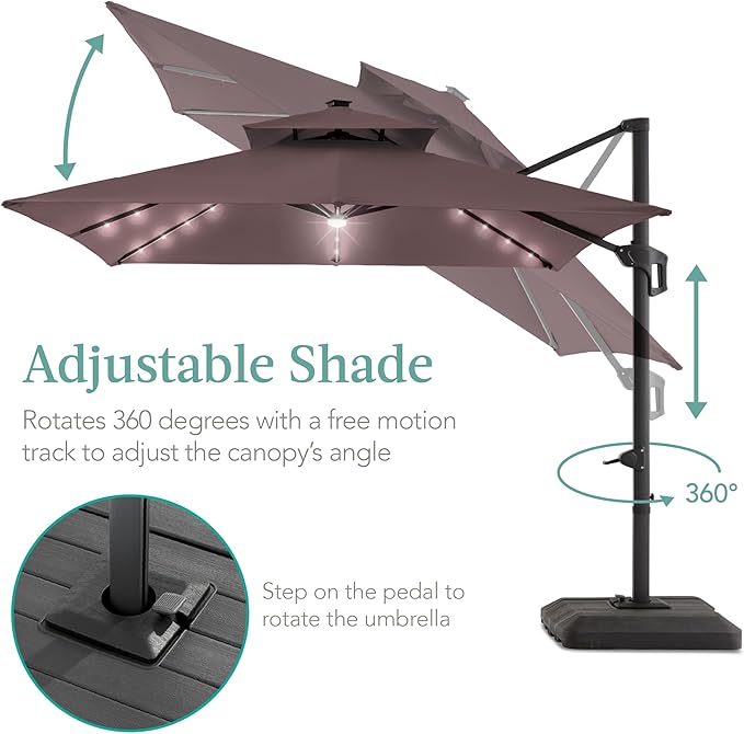 Best Choice Products 10x10ft Cantilever Patio Umbrella w/Base Included - Image 4
