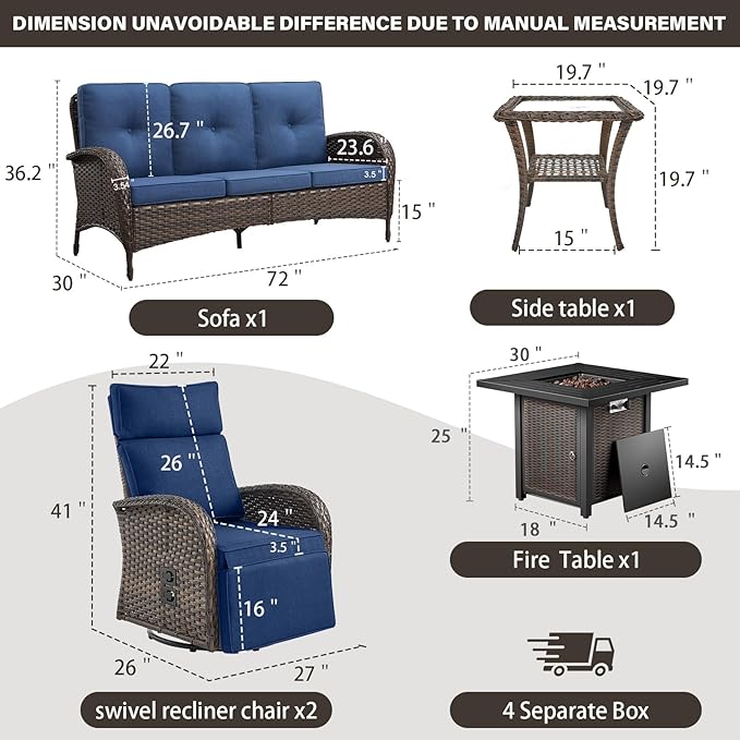 Belord 5 Piece Wicker Patio Furniture Set - Image 2