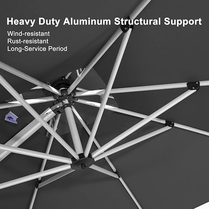 PURPLE LEAF 11 Feet Double Top Deluxe Square Patio Umbrella Offset Hanging - Image 5