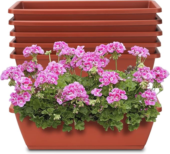 Window Box Planter, 6 Packs 17 Inches Rectangle Planters Box by OSMOFUZE