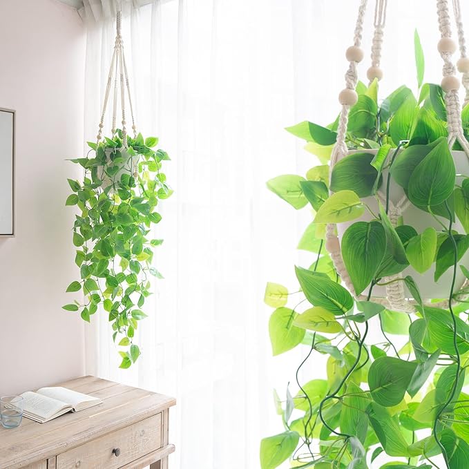 Mkono 3 Pack Macrame Plant Hangers Indoor Different Size Hanging Planter Basket - Image 4