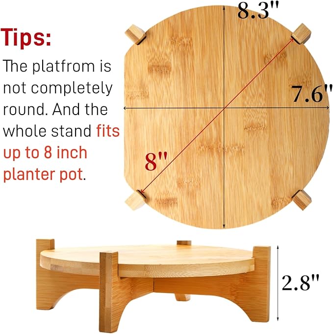 2 Pack Bamboo Plant Stand, Mid Century Modern Planter Stand, Detachable Flower - Image 2