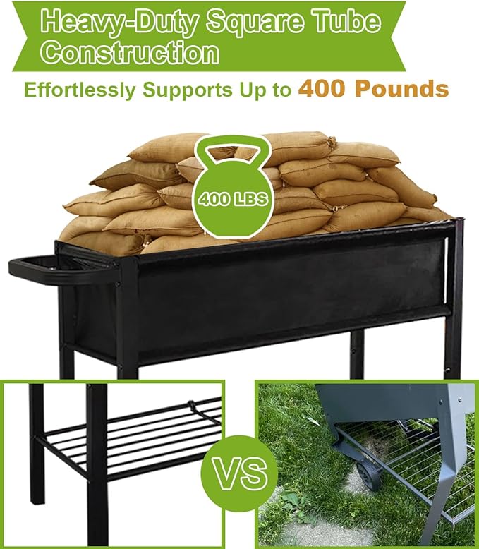 Raised Garden Bed with Legs for Outdoor Plants, Standing Elevated Planter Box - Image 5