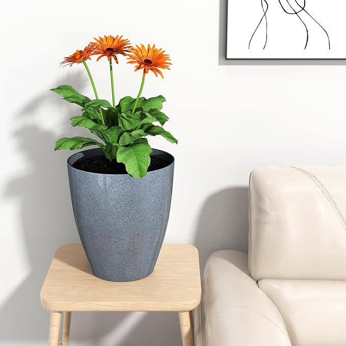 QCQHDU 10 inch Tall Planters for Indoor & Outdoor Plants, 2 Pack Sturdy - Image 3