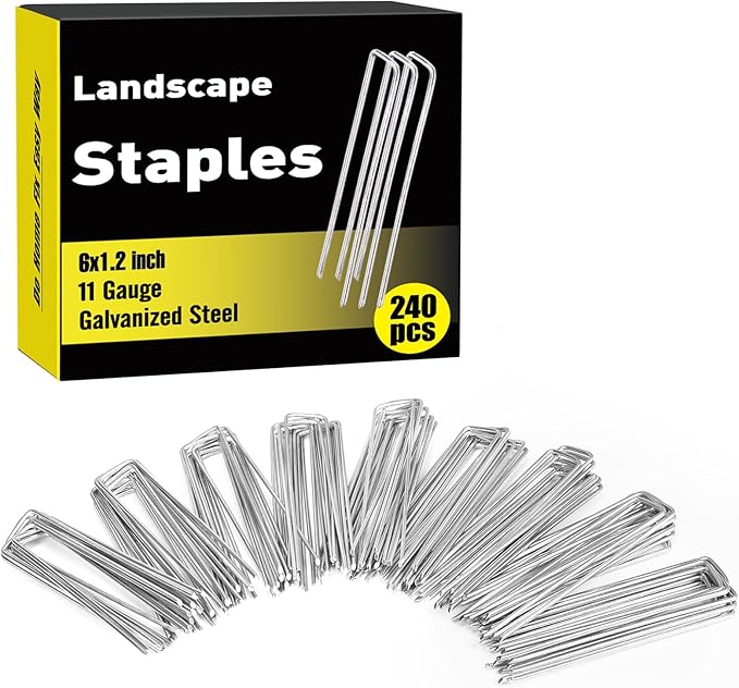 HongWay 240 Pack 6 Inch Landscape Staples, Garden Stakes Galvanized Tent Stakes by HongWay