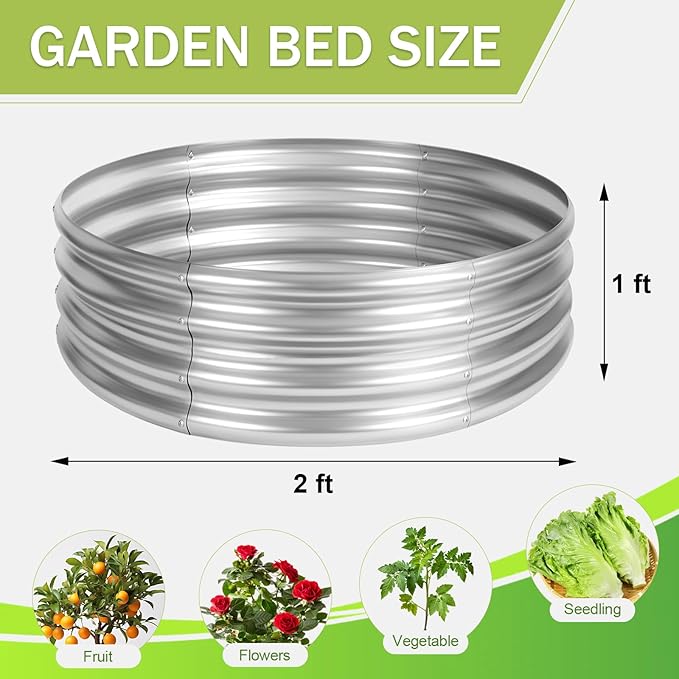AHEONLAR 3Pack 2x2x1 ft Round Galvanized Raised Garden Bed Kit Round Metal - Image 2