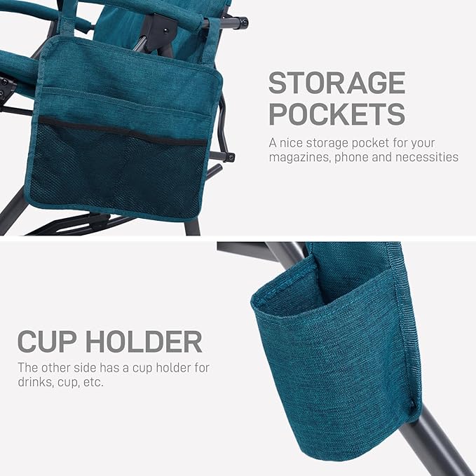 EVER ADVANCED Oversized Folding Rocking Camping Chair, Padded Portable Rocker - Image 6