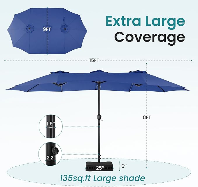 DUMOS 15FT Large Patio Umbrella - Image 2