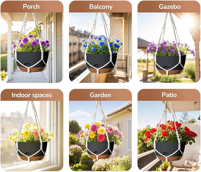 12 Inch Hanging Baskets for Plants Outdoor, Hanging Planters for Indoor Outdoor - Image 6