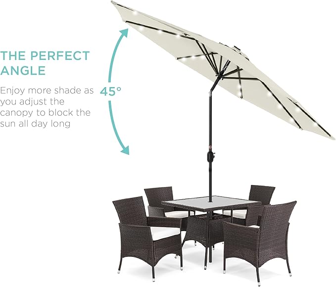 Best Choice Products 10ft Solar Polyester LED Lighted Patio Umbrella w/Tilt - Image 2