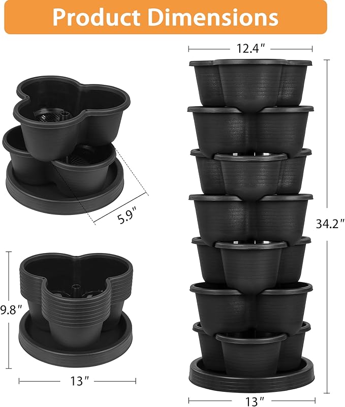 VECELO 7 Tier Vertical Garden Planter, Self Watering Stackable Planters - Image 2