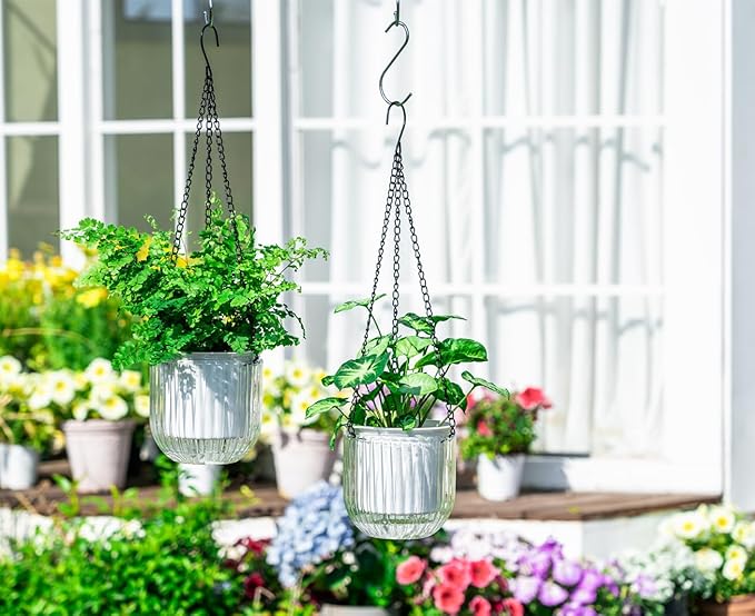 Josteve 5.2 Inch 2 Pcs Self Watering Hanging Planter Indoor Plant Pots Drainage - Image 2