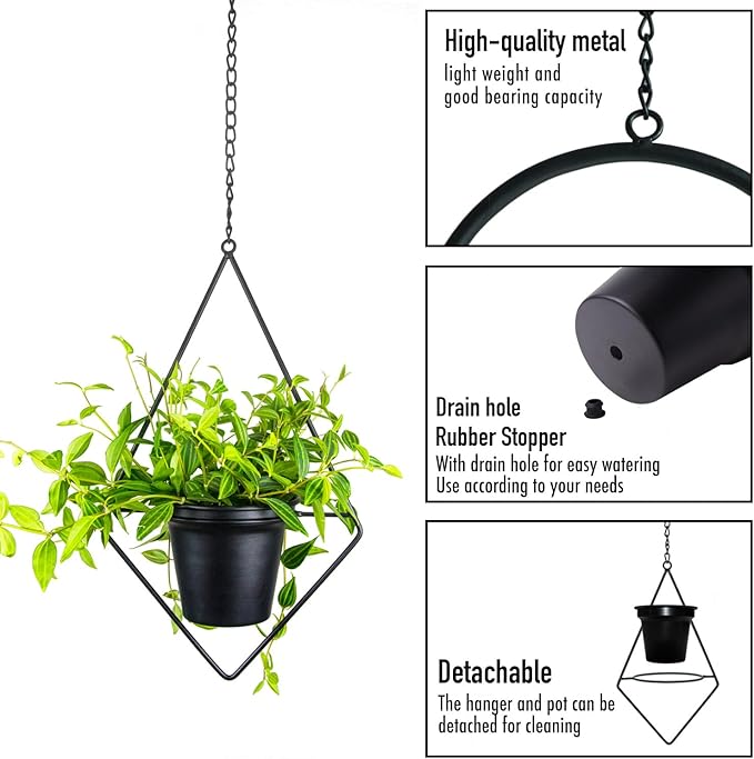 Modern Hanging Planters for Indoor Plants, Metal Plant Hanger - Image 3
