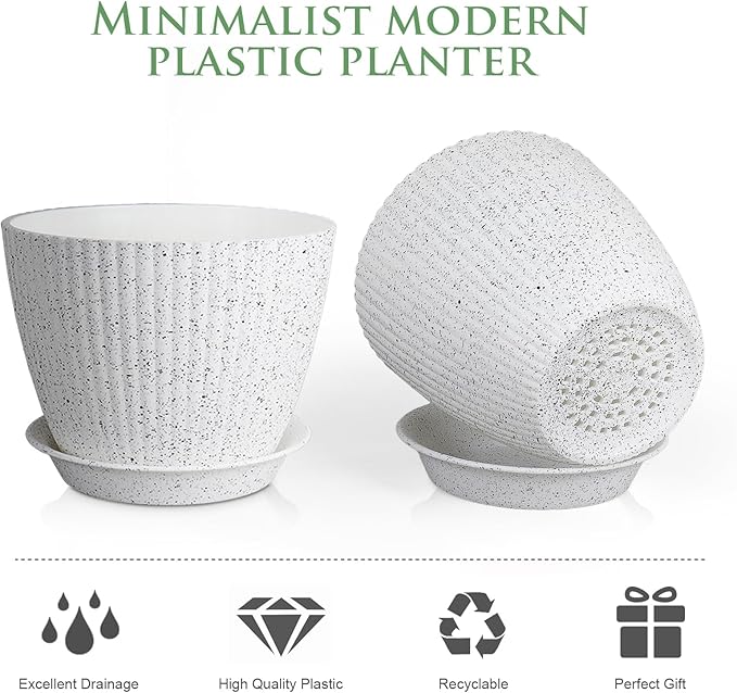 7/6.2/5.5/5/4.5/4 inch Flower Pots, 6 Pack Plant Pots - Image 4