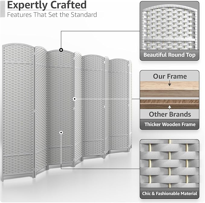 Sorbus 8 Panel Room Divider 6 ft. Tall - Image 3
