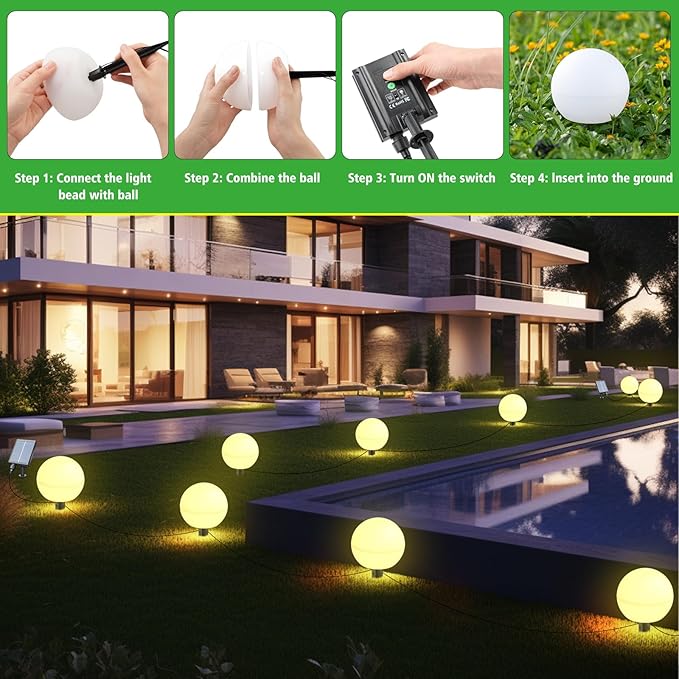 Solar Lights Outdoor Waterproof Decorations, 5 Pack Solar Globe Lights - Image 6