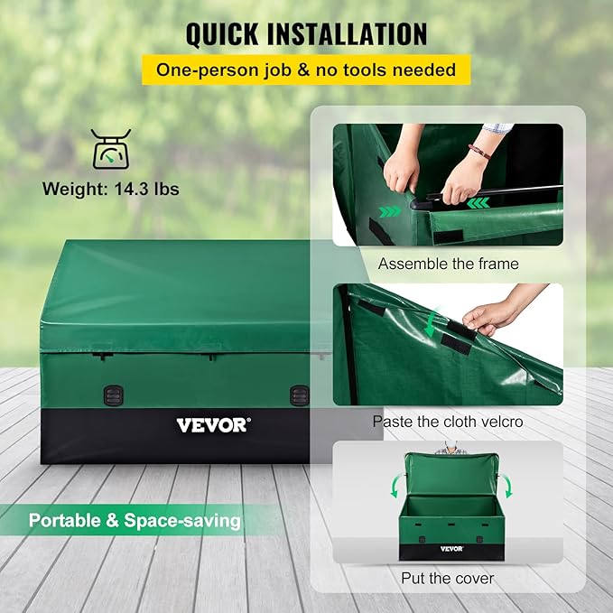 VEVOR Outdoor Storage Box, 150 Gallon Waterproof PE Tarpaulin Deck Box - Image 6