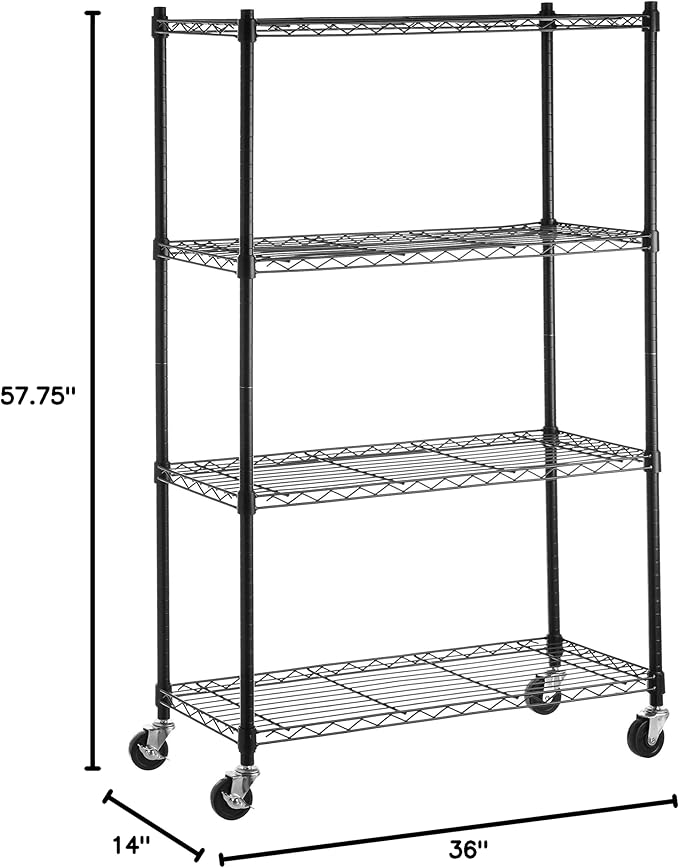 Amazon Basics 4-Shelf Heavy Duty Garage Shelving Storage Unit on 3" Wheel - Image 7
