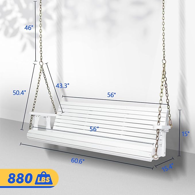 VINGLI Upgraded Patio Wooden Porch Swing - Image 2