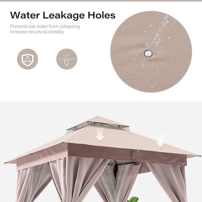 LAUSAINT HOME Semi-Permanent Outdoor Patio Gazebo 10'x10', Heavy Duty Party - Image 5