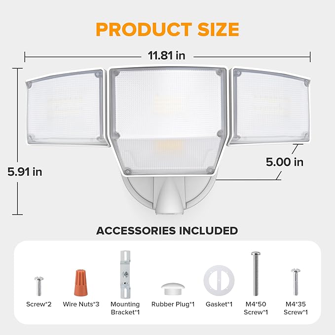 LUTEC 80W Dusk to Dawn Flood Lights Outdoor, 9000LM Super Bright LED Security - Image 7