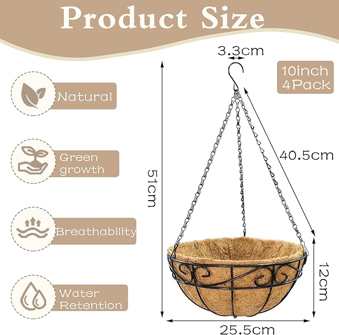 Outdoor Metal Hanging Planters Basket Hanging Baskets - Image 4