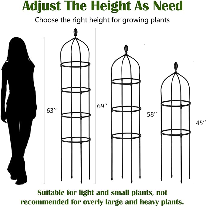 Garden Obelisk Trellis for Climbing Plants Outdoor 6 Ft Rose Bush Round Trellis - Image 3
