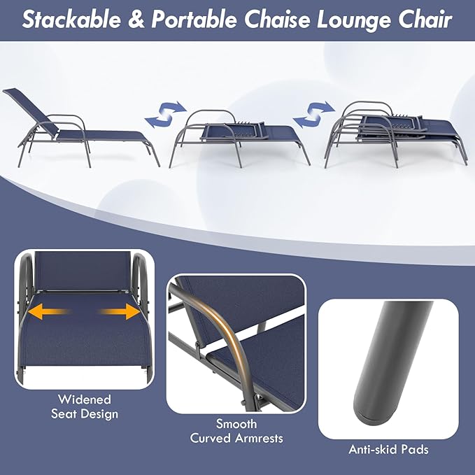 Giantex Patio Lounge Chair, Outdoor Chaise Lounge - Image 4