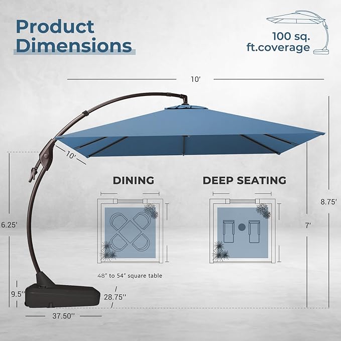 Grand patio Sunbrella 10x10 FT Cantilever Umbrella - Image 4