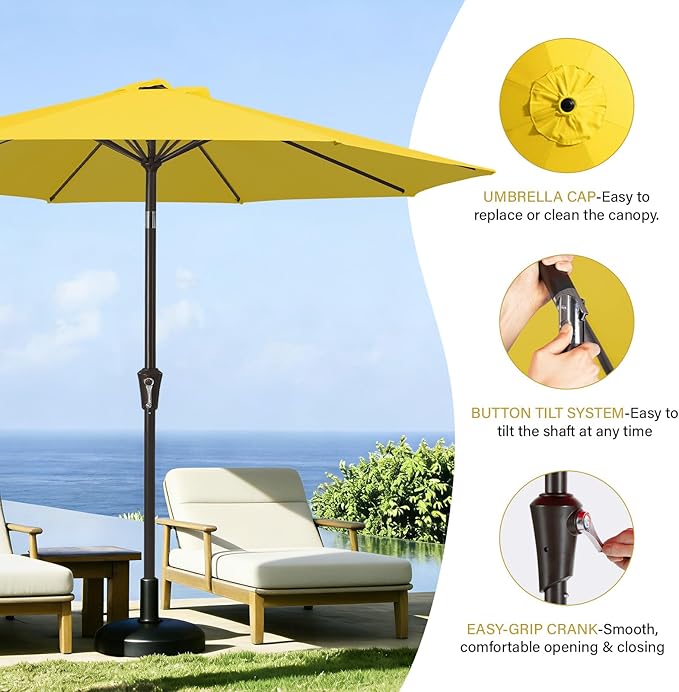 MEWAY 9ft Patio Umbrella Outdoor Table Umbrellas - Image 6